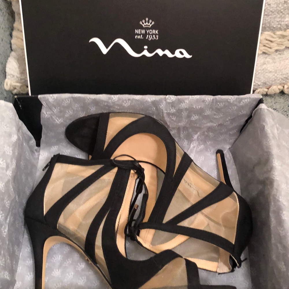 Nina Black Sheer Heels